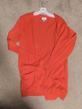 Old Navy Bright Red/Orange Open Cardigan Sweater